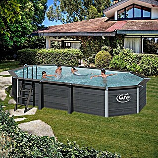 Gre Pool-Komplettset Avantgarde (L x B x H: 664 x 386 x 124 cm, 21,5 l, Dunkelgrau)