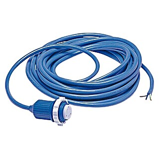 Cable eléctrico con conector y capuchón (Azul, 15 m)