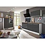 Respekta Premium Küchenzeile BERP320HWGC (Breite: 320 cm, Mit Elektrogeräten, Grau Hochglanz)