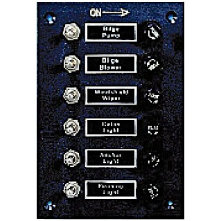 Panel con interruptores (An x Al: 11,5 x 16,5 cm, 6 Interruptores, Negro)