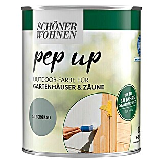 SCHÖNER WOHNEN-Farbe Pep up Outdoor-Farbe für Gartenhäuser & Zäune (Silbergrau, 1 l, Seidenmatt)