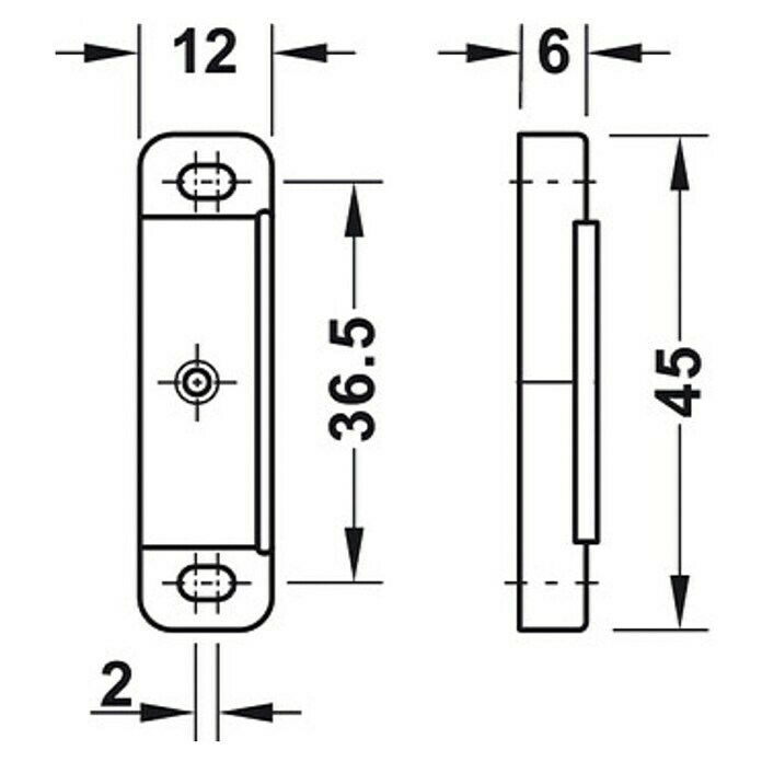 Häfele Magnetverschluss (Haftkraft: 5 kg, L x B x H: 15 x 13,5 x 45,5 mm, Weiß)