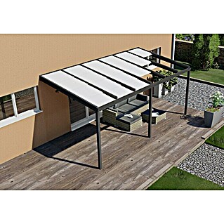 Terrassenüberdachung Special Edition mit Schiebedach (L x T: 600 x 300 cm, Polycarbonat, Anthrazitgrau, Opal)