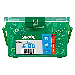 Spax Senkkopfschraube T-Star Plus (Ø x L: 5 x 80 mm, Edelstahl rostfrei A2, 125 Stk., Teilgewinde)