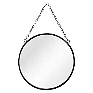 Okruglo ogledalo Sabine (Promjer: 25,5 cm, Crna boja)