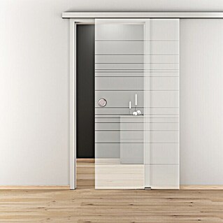 Diamond Doors Glasschiebetür Lines horizontal (935 x 2 058 mm, Einscheibensicherheitsglas (ESG), Mattglas)