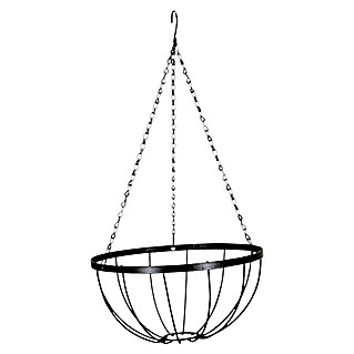 Nature Hanging basket met ketting (Ø x h: 35 x 20, Metaal, Zwart)