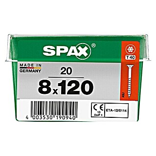 Spax Senkkopfschraube Holzbauschraube (Ø x L: 8 x 120 mm, Stahl, 20 Stk., Teilgewinde)