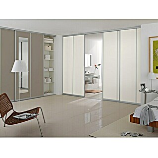 Room Plaza Easy Schiebetür-Bau-Set Room Plaza (Taupe/Weiß Miniperl, Profilfarbe: Silber)