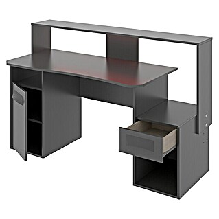 Mesa de escritorio Fosk (L x An x Al: 62 x 125 x 85 cm, Extensible, Iluminación LED)