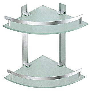 MSV Tabarca Estante para baño (Ancho: 24 cm, 2 estantes, Aluminio, Acero inoxidable)