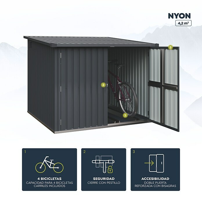 Okoru Hoggar Caseta para bicicletas Nyon (L x An: 204 x 206 cm, Espesor de pared: 0,3 mm)
