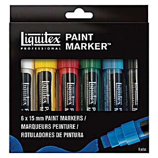 Liquitex Professional Marker-Set Paint Marker (6 Stk., Mehrfarbig, 15 mm, Rechteckige Spitze)