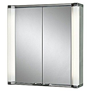 Sieper Spiegelschrank Alustar 70 (B x H: 70 x 75 cm, Mit Beleuchtung, Aluminium, Silber)