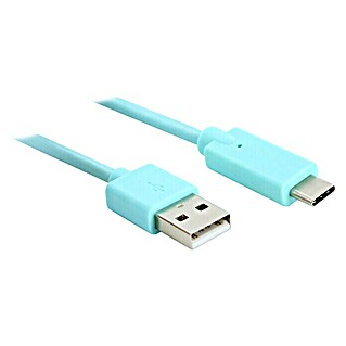 Metronic Cable USB Mooov (Largo: 1 m, Clavija USB A, clavija USB C, Azul claro)