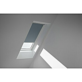 Velux Dachfensterrollo DKL CK02 4581SWL (Farbe: Blaugrau - 4581SWL, Farbe Schiene: Weiß, Manuell)