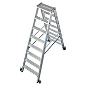 Krause Stabilo Stufen-Doppelleiter Fahrbar (Arbeitshöhe: 3,4 m, Anzahl Tritte: 2 x 8 Stufen, Tiefe Stufen: 80 mm, Material: Aluminium, Fahrbar)