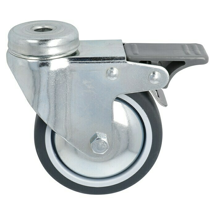 Stabilit Apparate-Lenkrolle (Durchmesser Rollen: 75 mm, Traglast: 50 kg, Gleitlager, Mit Rückenloch und Feststeller)