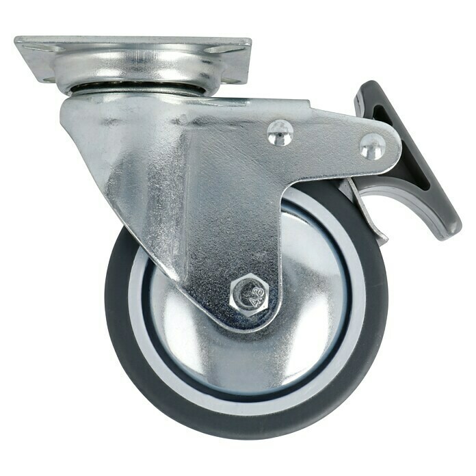 Stabilit Apparate-Lenkrolle (Durchmesser Rollen: 75 mm, Traglast: 50 kg, Gleitlager, Mit Platte und Feststeller)