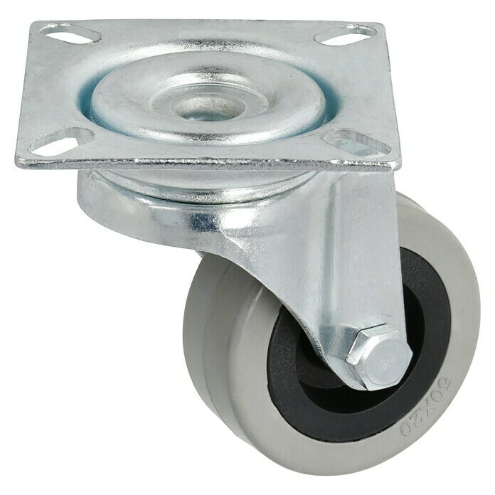 Stabilit Apparate-Lenkrolle (Durchmesser Rollen: 50 mm, Traglast: 45 kg, Material Rad: Gummi, Mit Platte, Gleitlager)