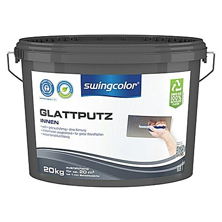 swingcolor Glattputz (Weiß, 20 kg, Konservierungsmittelfrei)