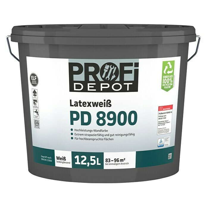Profi Depot PD Latexfarbe Latexweiß PD 8900 (Weiß, 12,5 l, Seidenglänzend)