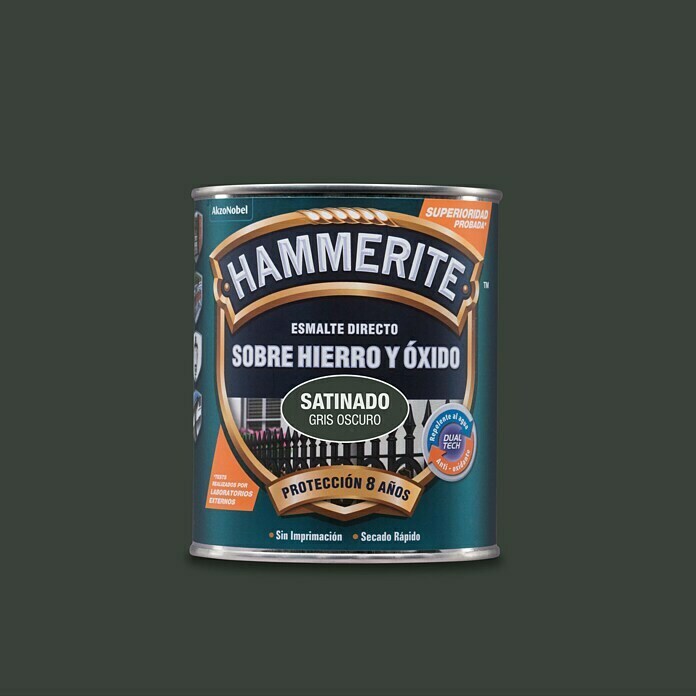 Hammerite Esmalte para metal Hierro y óxido  (Gris hormigón, 750 ml, Satinado)