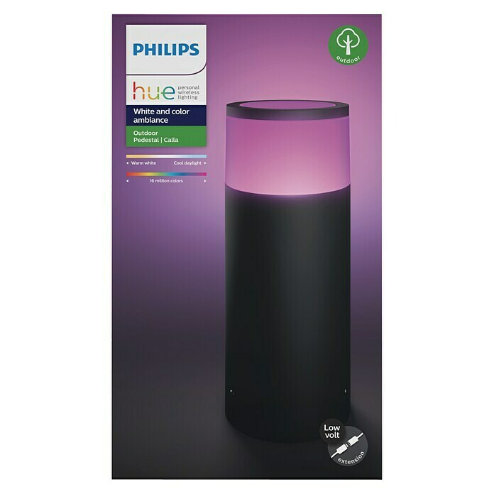 Philips Hue LED-Sockelleuchte Calla Erweiterung (8 W, Anthrazit, L x B x H: 10,4 x 10,4 x 25,2 cm)