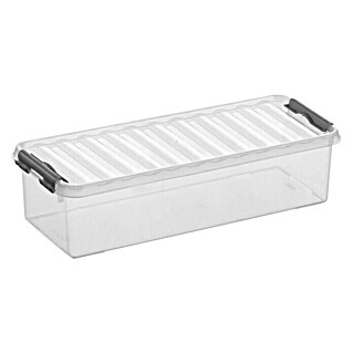 Sunware Aufbewahrungsbox Q-Line (L x B x H: 38,8 x 14,2 x 9,2 cm, Kunststoff, Transparent, Farbe Griff: Schwarz)
