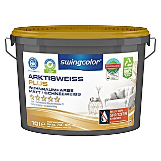 swingcolor Wandfarbe Arktisweiß Plus (Schneeweiß, 10 l, Matt, Konservierungsmittelfrei)