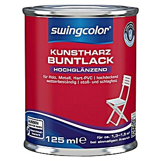 swingcolor Buntlack Kunstharz für Außen (Rapsgelb, 125 ml, Hochglänzend, Lösemittelbasiert)