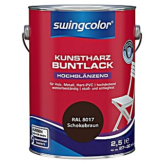 swingcolor Buntlack Kunstharz für Außen (Schokobraun, 2,5 l, Hochglänzend, Lösemittelbasiert)