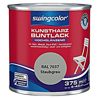 swingcolor Buntlack Kunstharz für Außen (Staubgrau, 375 ml, Hochglänzend, Lösemittelbasiert)