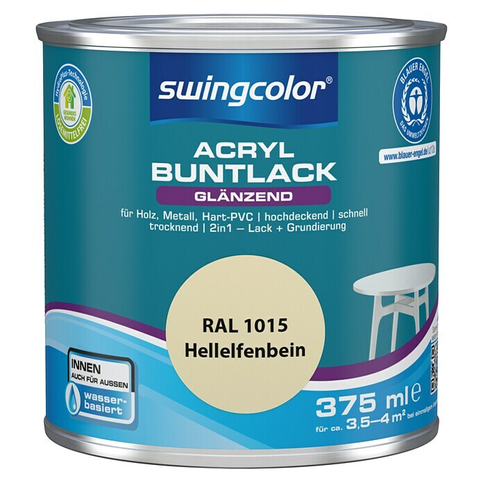 swingcolor Buntlack Acryl (Hellelfenbein, 375 ml, Glänzend)