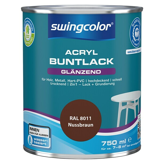 swingcolor Buntlack (Nussbraun, 750 ml, Glänzend)