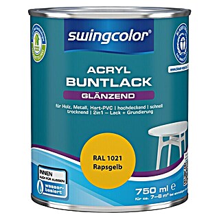 swingcolor Buntlack Acryl (Rapsgelb, 750 ml, Glänzend, Wasserbasiert)