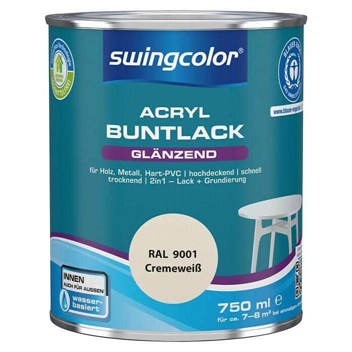 swingcolor Buntlack Acryl (Cremeweiß, 750 ml, Glänzend)