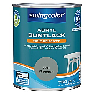swingcolor Buntlack Acryl (Silbergrau, 750 ml, Seidenmatt)
