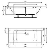 Ideal Standard Connect Air Badewanne (180 x 80 cm, Sanitäracryl, Weiß)