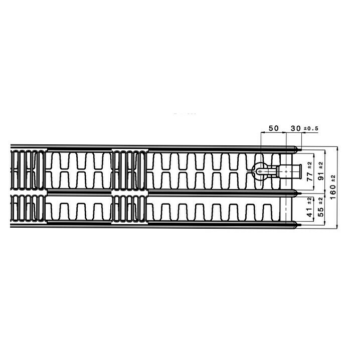 Universal-Planheizkörper (B x H: 80 x 50 cm, 6-fach, Typ: 3K-33, 1.682 W)