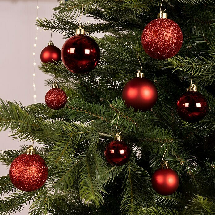 Set kuglica za božićno drvce (30 kom, Božićno crvena, Plastika, Otporno na lom)