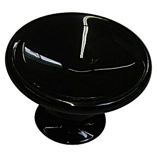 Pomo para muebles (Ø x Al: 40 x 25 mm, Plástico, Negro)