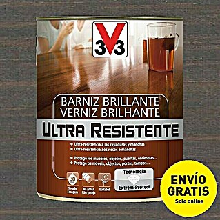 V33 Barniz para madera Brillante Ultra Resistente (Wengué, Brillante, 750 ml)