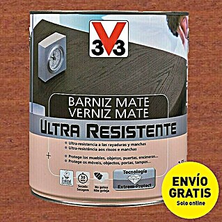 V33 Barniz para madera Mate Ultra Resistente (Caoba, Mate, 750 ml)