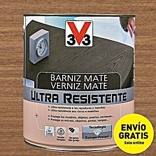 V33 Barniz para madera Mate Ultra Resistente (Nogal, Mate, 750 ml)