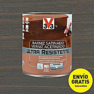 V33 Barniz para madera Satinado Ultra Resistente (Wengué, Satinado, 750 ml)