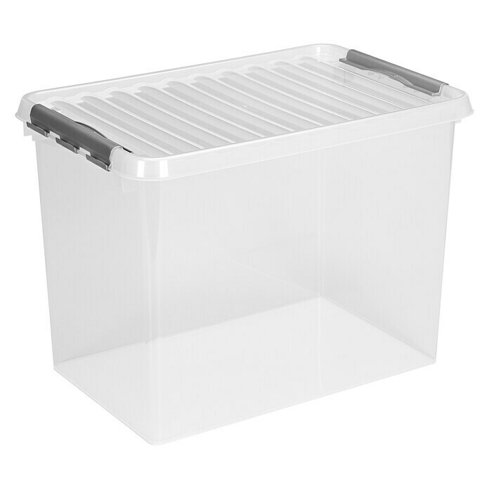 Sunware Aufbewahrungsbox Q-Line (L x B x H: 60 x 40 x 42 cm, Kunststoff, Transparent, Farbe Griff: Schwarz)