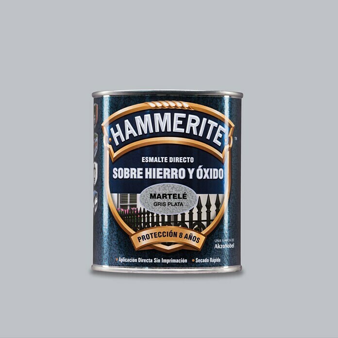 Hammerite Esmalte para metal Hierro y óxido (Gris plateado, 750 ml, Martelé)