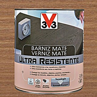 V33 Barniz para madera Mate Ultra Resistente (Nogal, Mate, 750 ml)