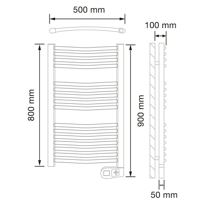 Rointe Radiador toallero eléctrico Sygma (An x Al: 50 x 90 cm, 300 W, Cromo, Display LCD)